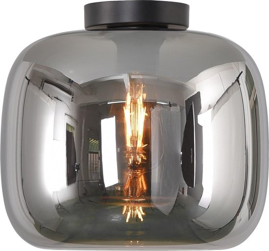 Artdelight Preston - plafondlamp - zwart  Smoke glas - 28cm