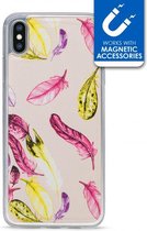 Apple iPhone XS Max Hoesje - My Style - Magneta Serie - TPU Backcover - Beige Feathers - Hoesje Geschikt Voor Apple iPhone XS Max