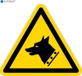 Simbol - Stickers Gevaarlijke Hond - Waakhond (W013) - Duurzame Kwaliteit - Formaat ▲ 10 x 10 x 10 cm.