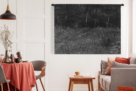 Wandkleed Vincent van Gogh - Zwart wit weergave van Asnières - Schilderij van Vincent van Gogh Wandkleed katoen 180x135 cm - Wandtapijt met foto