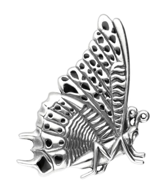 Zilveren Vlinder met zwart emaille kettinghanger