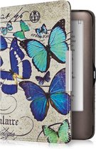 kwmobile hoes geschikt voor Tolino Shine (2013) - Magnetische sluiting - E reader cover in blauw / mintgroen / beige - Vintage Vlinder design