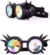 Steampunk goggles zwart met spikes