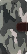 ADEL Kunstleren Book Case Pasjes Portemonnee Hoesje Geschikt voor Samsung Galaxy A01 - Camouflage Grijs