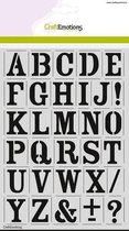 CraftEmotions stencil - alfabet vintage A5 - H=27 milimeter