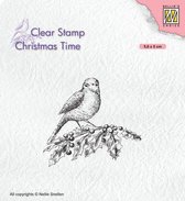 CT032 Clearstamp Nellie Snellen Christmas time Bird - stempel kerstmis vogel - 1 stuks 5,6 x 5 cm
