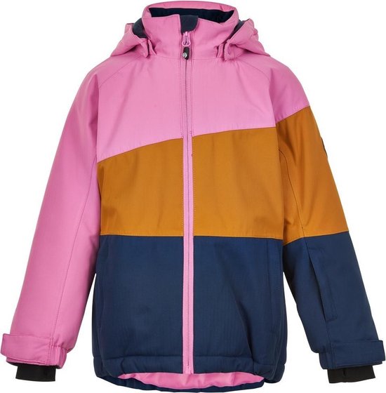 Color Kids - Ski-jas voor meisjes - Colorblock - Roze/Honing/Donkerblauw - maat 92cm