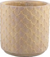 PTMD Xenna goudkleurige pot cement rond palm patroon maat in cm: 30 x 30 x 30 - Goud