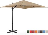 Uniprodo Zweefparasol - taupe - vierkant - 250 x 250 cm - draaibaar