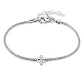 Twice As Nice Armband in zilver, zirkonia op slangketting  16 cm+3 cm