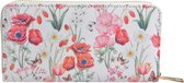 Juleeze Portemonnee 10x19 cm Wit Roze Kunstleer Rechthoek Bloemen Beurs Geldbeurs Geldbuidel