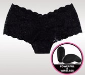 Zwart kanten boyshort met bullet - One Size (S-L 34 - 40) - Zwart - Sexy Lingerie & Kleding - Lingerie Dames -  Vibo's - Vibrator Speciaal