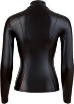 Wetlook Shirt Met Lange Mouwen En Rits - XL - Zwart - BDSM - Fetish Kleding Dames -  Dames Lingerie - Topjes