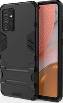 Samsung Galaxy A72 Hoesje - Mobigear - Armor Stand Serie - Hard Kunststof Backcover - Zwart - Hoesje Geschikt Voor Samsung Galaxy A72