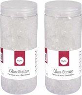2x potjes transparante decoratie steentjes glas 475 ml - bloempotten/vazen deco kleine stenen 4-10 mm
