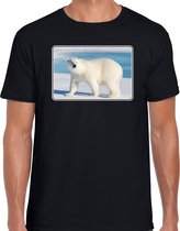 Dieren shirt met ijsberen foto - zwart - voor heren - natuur / ijsbeer cadeau t-shirt - kleding S