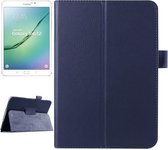 Litchi Texture Horizontale Flip Effen Kleur Smart Leather Case met Twee-vouwbare Houder & Slaap / Wekfunctie voor Galaxy Tab S2 8.0 / T715 (Donkerblauw)