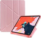 Multi-opvouwbare schokbestendige TPU-beschermhoes voor iPad Pro 11 inch (2018), met houder en pennensleuf (roségoud)