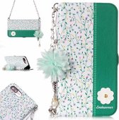 Voor iPhone 7 Plus & 8 Plus Orchidee Bloempatroon Horizontale Flip Leren Case met Houder & Kaartsleuven & Parelbloem Ornament & Ketting