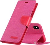 GOOSPERY CANVAS DAGBOEK Denim Texture Horizontale Flip Leren Case voor iPhone XS / X, met houder & kaartsleuven & portemonnee (Rose Red)