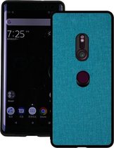 Schokbestendige stoffen textuur PC + TPU beschermhoes voor Sony Xperia XZ3 (blauw)