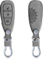 kwmobile autosleutelhoes voor Ford 3-knops autosleutel Keyless Go - beschermhoes van imitatieleer - Opkomende Zon design - grijs