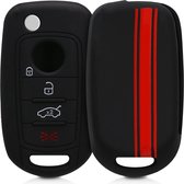 kwmobile autosleutel hoesje voor Fiat 4-knops inklapbare autosleutel - Autosleutel behuizing in rood / zwart - Rallystrepen design