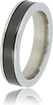 My Bendel - Keramische dames ring - zilver - zwart - 4,5 mm brede dames ring met zwart gepolijst keramiek - Met luxe cadeauverpakking