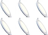 LED Downlight Slim Pro 6 Pack - Igna - Inbouw Rond 20W - Natuurlijk Wit 4000K - Mat Wit - Ø240mm