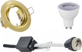 LED Spot Set - Trinon - GU10 Fitting - Dimbaar - Inbouw Rond - Mat Goud - 6W - Natuurlijk Wit 4200K - Kantelbaar Ø83mm