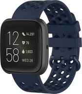 Shop4 - Fitbit Versa Lite Bandje - Siliconen Gaatjes Donker Blauw