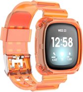 Shop4 - Fitbit Sense Bandje - TPU Transparant Oranje