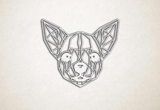 Line Art - Hond - Chihuahua - M - 60x70cm - Wit - geometrische wanddecoratie
