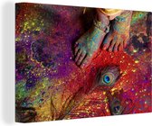 Canvas Schilderij Het Holi festival van de kleuren in India - 80x60 cm - Wanddecoratie