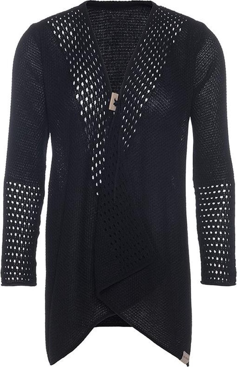 Knit Factory April Gebreid Vest - Cardigan dames - Luchtig zwart zomervest - Damesvest gemaakt van 50% katoen en 50% acryl - Zwart - 36/38