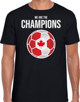 Canada WK supporter t-shirt - we are the champions met Canadese voetbal - zwart - heren - kleding / shirt S