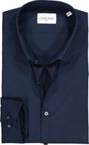 Calvin Klein slim fit overhemd - 2-ply stretch - midnight blue - Strijkvriendelijk - Boordmaat: 38