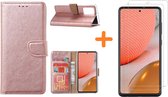 Samsung A72 hoesje Rose Goud - Galaxy A72 hoesje wallet cover met Pasjeshouder - 2x screenprotector Samsung A72 5G