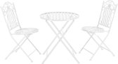 Set de bistro Biella table de jardin en métal avec 2 chaises de jardin blanc