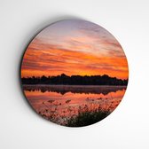 IDecorate - Schilderij - Dramatic Sky Mariapeel Natuurprint - Bruin, Roze, Rood En Oranje - 120 X 120 Cm