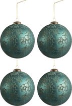 J-Line Doos van 4 Kerstballen Glas Mat Antiek Azuur