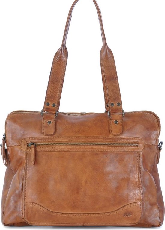 Bear Design Lia Leather Ladies Sac à bandoulière / sac pour ordinateur portable 13,3 "- Cognac