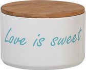 J-Line Voorraadpot Met Deksel Laag Dolomiet/Bamboo Wit/Blauw