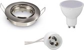LED Spot Set - GU10 Fitting - Inbouw Rond - Mat Chroom - 4W - Natuurlijk Wit 4200K - Kantelbaar Ø82mm