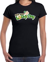 St. Patricks day t-shirt zwart voor dames - Its your lucky day - Ierse feest kleding / outfit / kostuum S