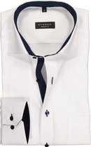 ETERNA comfort fit overhemd - fijn Oxford heren overhemd - wit (blauw gestipt contrast) - Strijkvrij - Boordmaat: 45