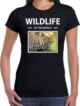 Dieren foto t-shirt Luipaard - zwart - dames - wildlife of the world - cadeau shirt luipaarden liefhebber XL