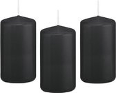 12x stuks zwarte cilinderkaars/stompkaars 5 x 10 cm 23 branduren - Geurloze kaarsen - Stompkaarsen