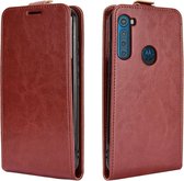 Motorola One Fusion Plus Hoesje - Mobigear - Serie - Kunstlederen Flipcase - Bruin - Hoesje Geschikt Voor Motorola One Fusion Plus