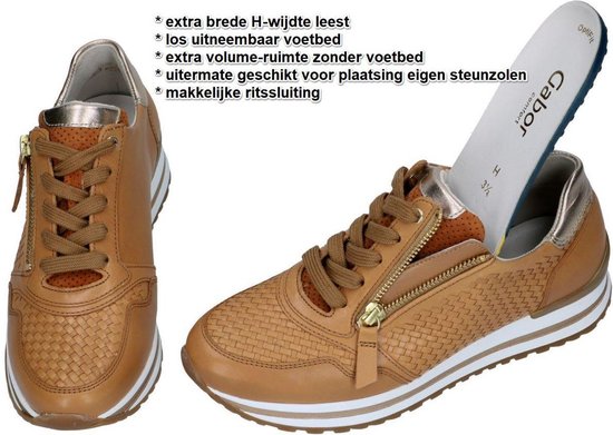 Gabor -Dames - cognac/caramel - sneakers - maat 38½ | bol.com